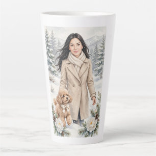 Girl kissing Poodle Puppy–Poodle Mom Latte Mug