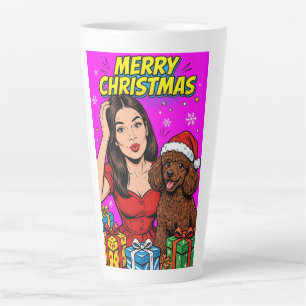 Girl kissing Poodle Puppy–Poodle Mom Latte Mug