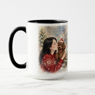 Girl kissing Poodle Puppy–Poodle Mom Mug