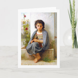 Girl Knitting, Bouguereau Card