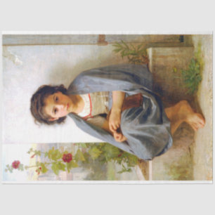 Girl Knitting, Bouguereau Tissue Paper