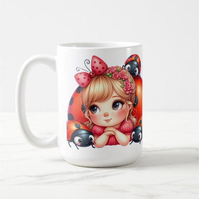 Girl Ladybug Coffee Mug (Left)