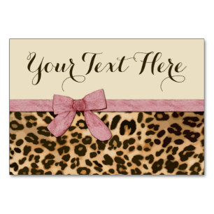 Girl Leopard Print Baby Pink Bow Table Number