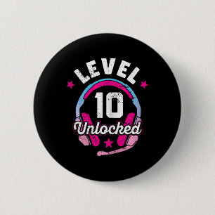 Girl Level 10 Unlocked Video Game 10th Birthday Gi 2 Inch Round Button