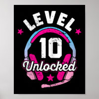 Girl Level 10 Unlocked Video Game 10th Birthday Gi