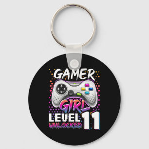 Girl Level 11 Unlocked Video Game 11th Birthday Gi Keychain
