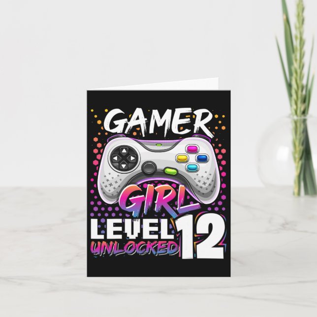 Girl Level 12 Unlocked Video Game 12th Birthday Gi Card (Front)