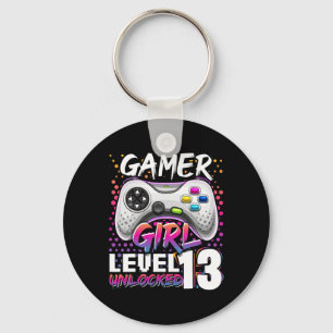 Girl Level 13 Unlocked Video Game 13th Birthday Gi Keychain
