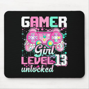 Girl Level 13 Unlocked Video Game 13th Birthday Gi Mouse Pad