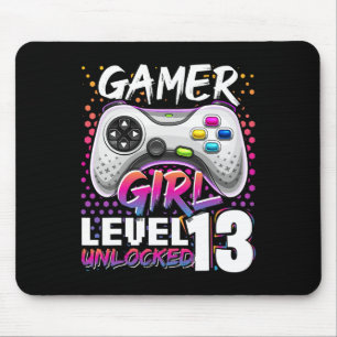 Girl Level 13 Unlocked Video Game 13th Birthday Gi Mouse Pad