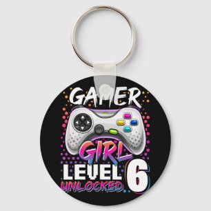 Girl Level 6 Unlocked Video Game 6th Birthday Gift Keychain