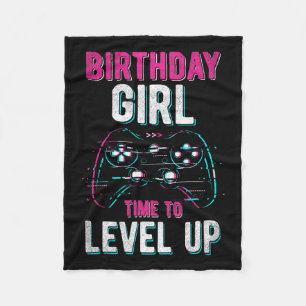 Girl Level Up Video Game Birthday Party Gift Girls Fleece Blanket
