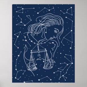 Girl Libra Zodiac Sign Poster