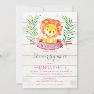 Girl Lion Baby Shower by Mail Invitation