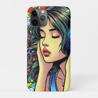 Girl Listening to Music on Headphones Psychedelic