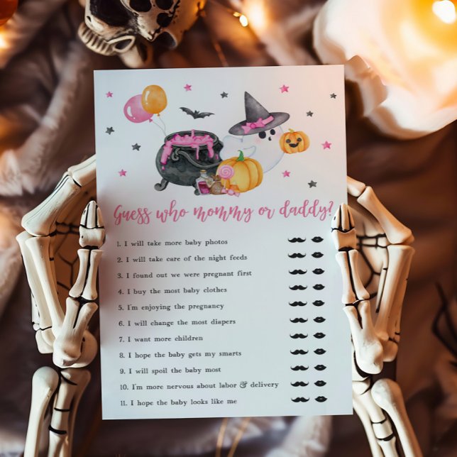 Girl Little Boo Guess who Mommy or Daddy Game (Ghost Halloween Baby Shower Guess who Mommy or Daddy Game)
