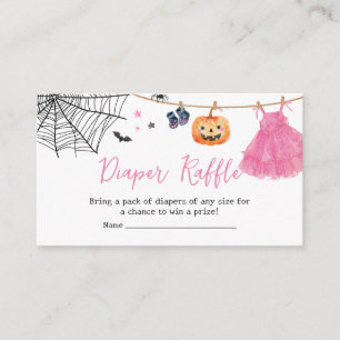 Girl Little Boo Halloween Pumpkin Diaper Raffle Enclosure Card