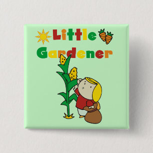 Girl Little Gardener Tshirts and Gifts 2 Inch Square Button