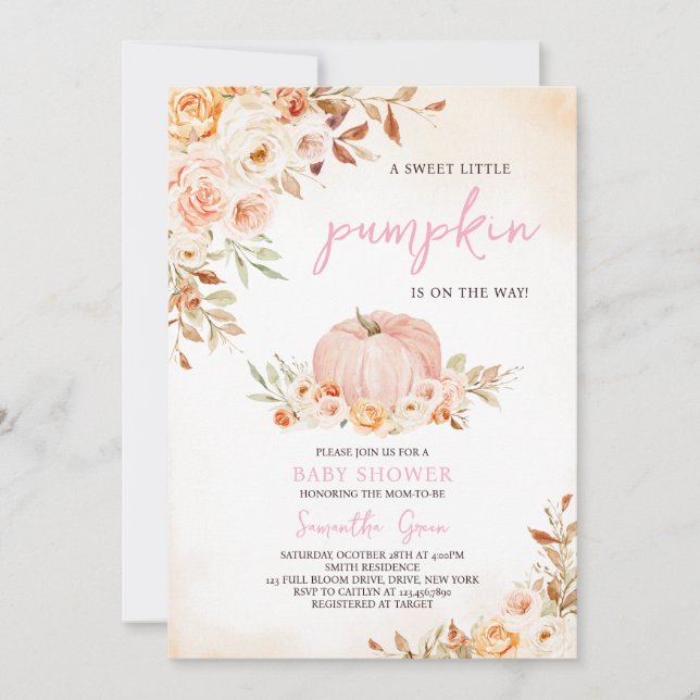 Girl Little Pumpkin Baby Shower Invitation (Front)