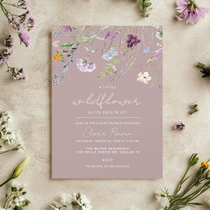 Girl Little Wildflower Floral Baby Shower  Invitation