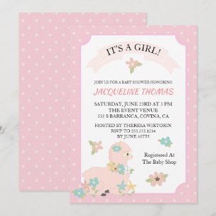 Girl Llama Baby Shower Invitation