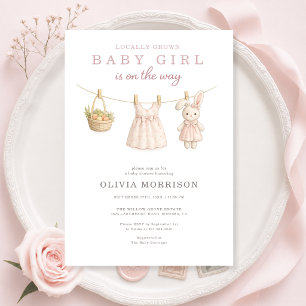 Girl Locally Grown Farmers Market Baby Shower Invitation