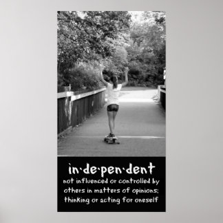 Girl Longboard Celebrating Independence Poster