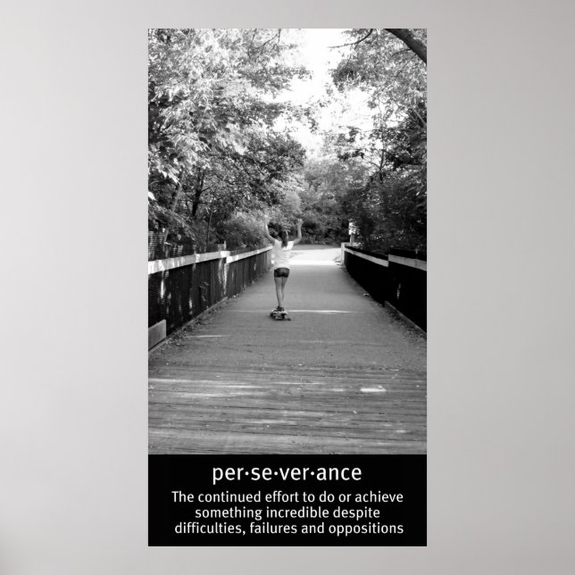 Girl Longboard Perseverance Poster (Front)