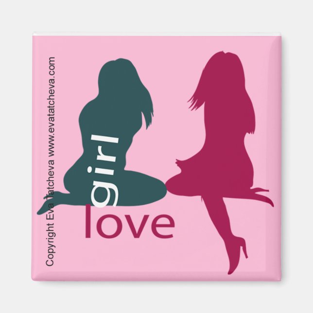 'Girl Love' Designer Fridge Manget Magnet (Front)