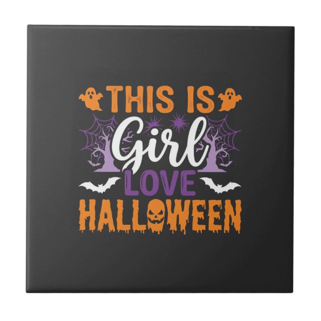 Girl Love Halloween Ghost Design_1 Tile (Front)