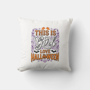 Girl Love Halloween Vintage Cute Spooky Shirt Desi Throw Pillow
