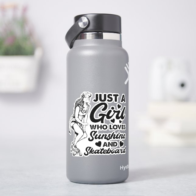 Girl Love Sun Skate 4" Kiss Cut Vinyl Sticker (HydroFlask)