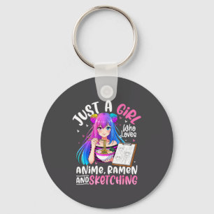 Girl Loves Anime Ramen Sketching Keychain