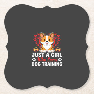 Girl Loves Dog Training Corgi Paper Coaster