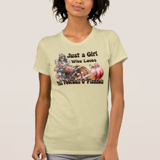 Girl Loves Fall Football Flannel Autumn T-Shirt