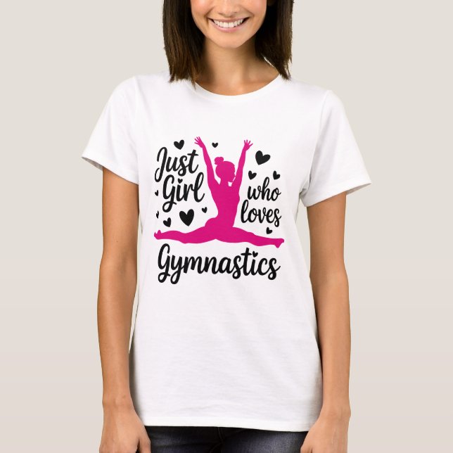 Girl Loves Gymnastics Heart Design T-Shirt (Front)