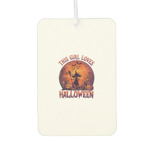 Girl Loves Halloween Witch Pumpkins Bats_1 Air Freshener