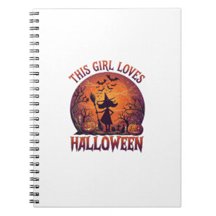 Girl Loves Halloween Witch Pumpkins Bats_1 Notebook