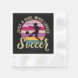 Girl Loves Soccer Colourful Sunset Napkin