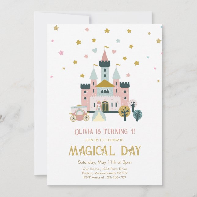 Girl Magical Day Princess Castle Birthday Invitation (Front)