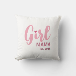 Girl Mama Est. 2025 New Mom Gift Throw Pillow