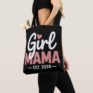 Girl Mama Est 2026 Pregnancy Reveal New Mom to Be  Tote Bag