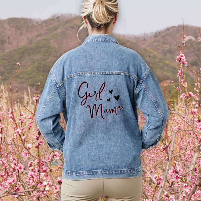 Girl Mama Heart Script Jean Jacket (Creator Uploaded)