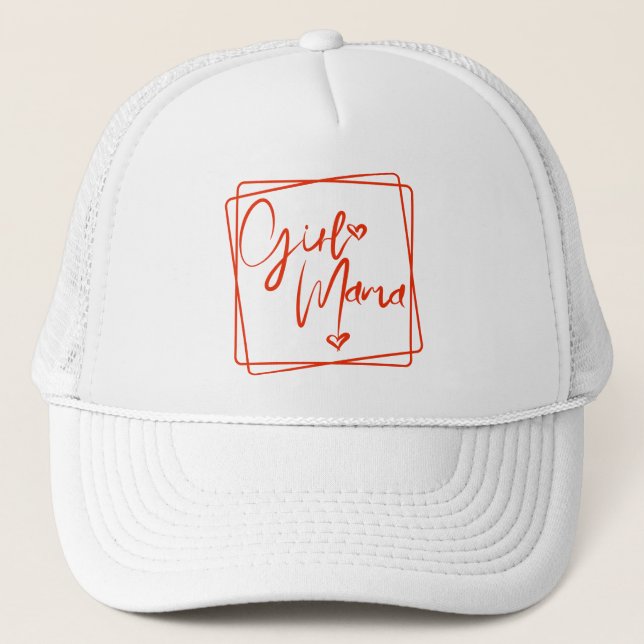 Girl Mama, Mama Of Girl, Mama's Girl, Mama Gift Trucker Hat (Front)