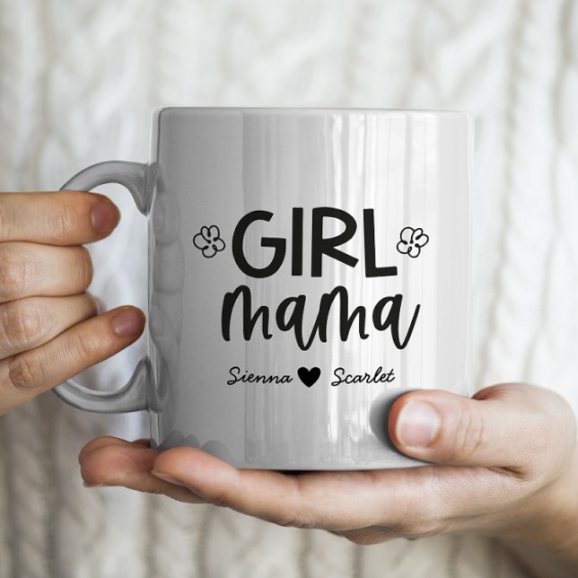 "Girl Mama" Mother's Day Personalized 2 kids names Coffee Mug (Creator Uploaded)