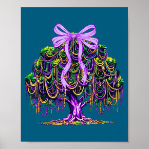 Girl Mardi Gras Beads Tree Coquette Poster