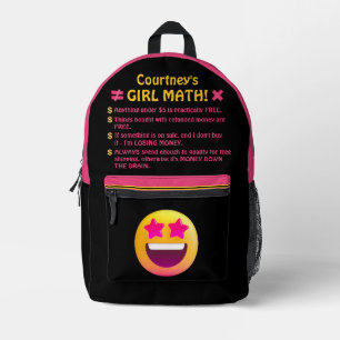 Girl Math Fun Personalized Printed Backpack