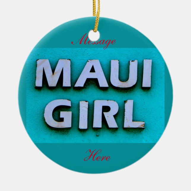 girl maui green customized ceramic ornament (Front)