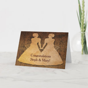 Girl Meets Girl Brides Lesbian Wedding Card