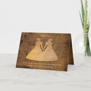 Girl Meets Girl Lesbian Wedding Thank You Card